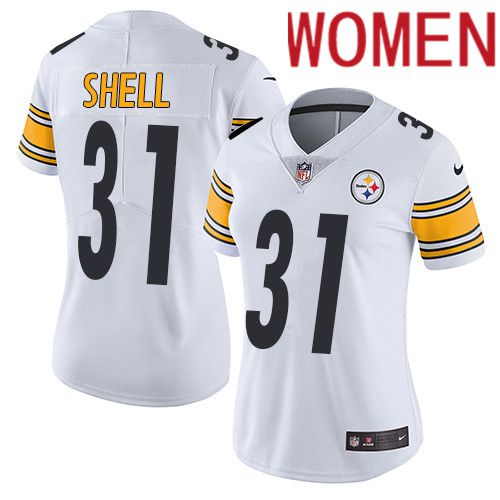 Women Pittsburgh Steelers #31 Donnie Shell Nike White Vapor Limited NFL Jersey->women nfl jersey->Women Jersey